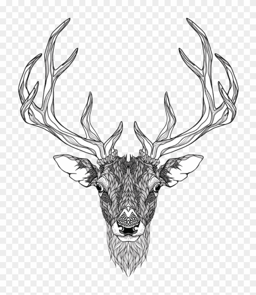 Elk Abziehtattoo Deer Totem Red Free Transparent Image - Deer Head Illustration Clipart #717589