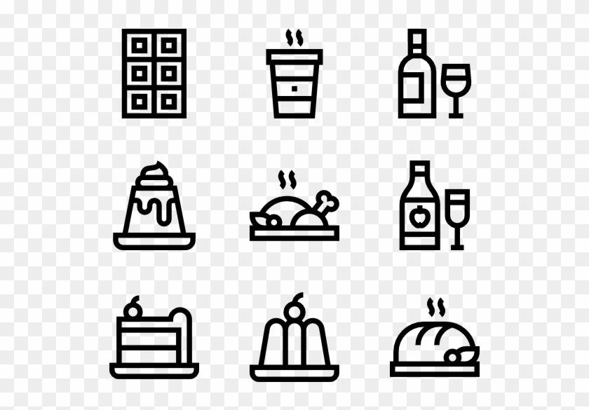 Christmas Food And Drinks Lineal Clipart
