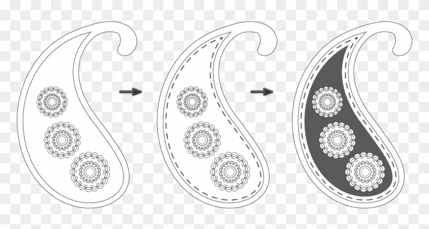 Decorating The Main Paisley Shape - Monochrome Clipart #718171
