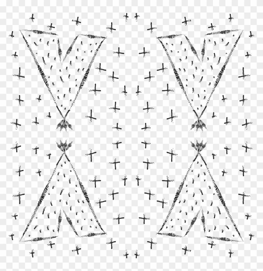 Hand Drawn Tribal Teepees Monochrome Fabric Modfox - Triangle Clipart #718347