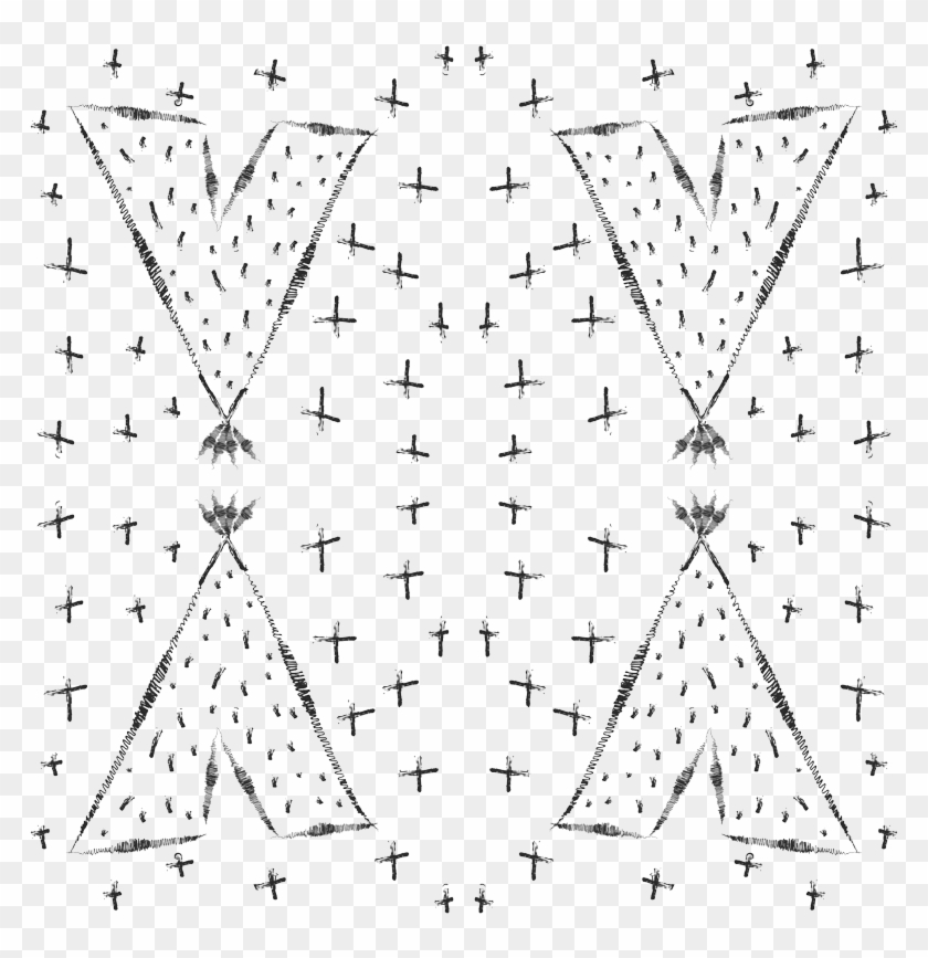 Hand Drawn Tribal Teepees Monochrome Fabric Modfox - Triangle Clipart #718347