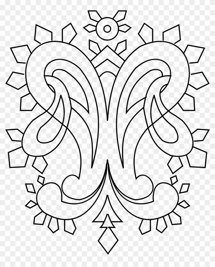 Big Image - Paisley Motif Black And White Clipart