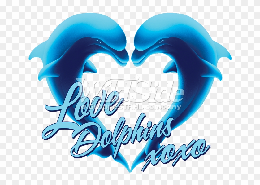 Blue Dolphins Love Xoxo - Dolphin Heart Love Transparent Clipart
