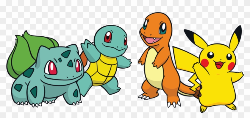 Pokemon Starters Png - Pikachu Charmander Squirtle Bulbasaur Png Clipart #726193