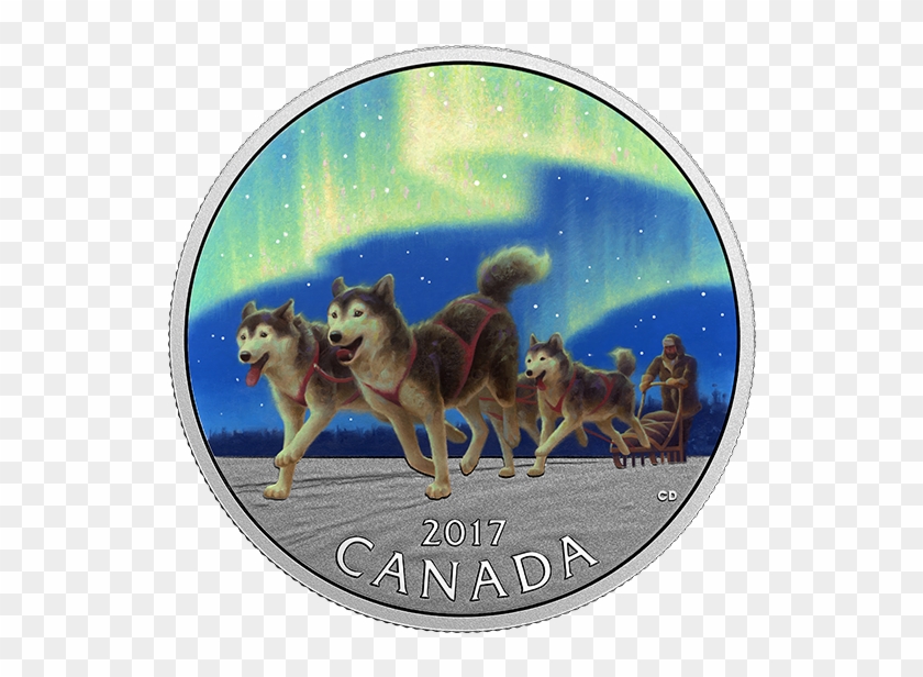 *dog Sledding Under The Northern Lights - Northern Lights Coin 2017 Clipart #726689