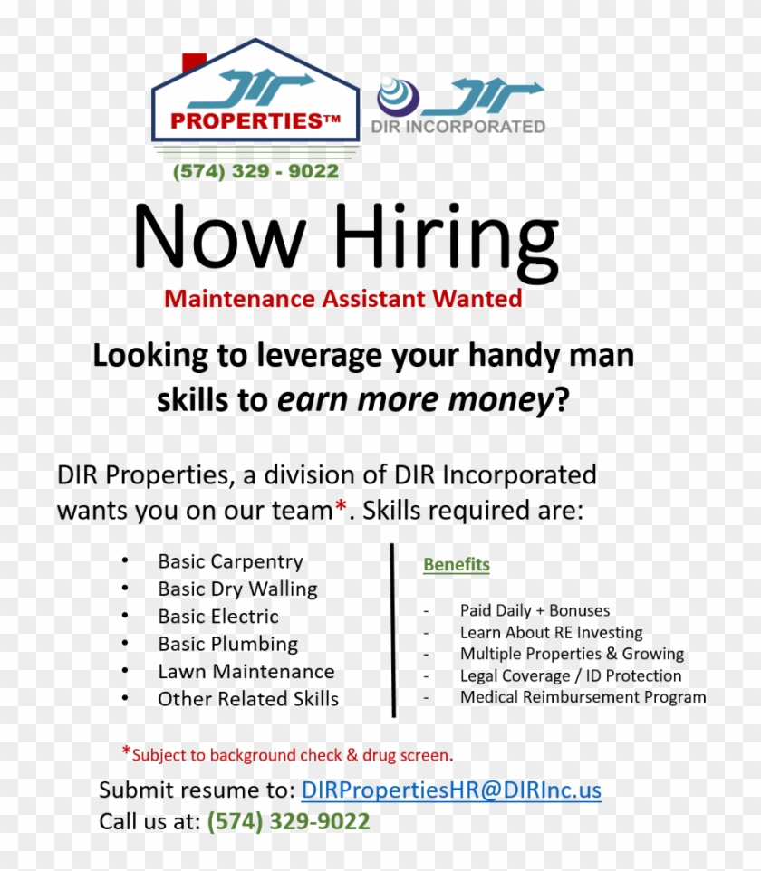 Dir Properties Now Hiring - Parallel Clipart