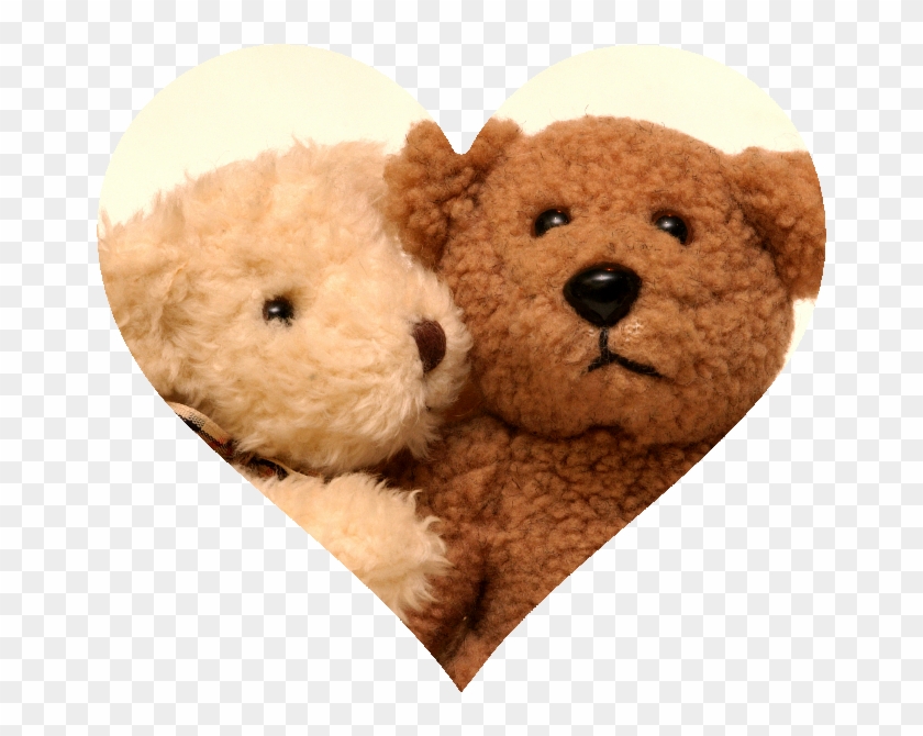 Tan And Brown Bears Hugging In Heart Cutout - 2 Teddy Bears Hugging Clipart