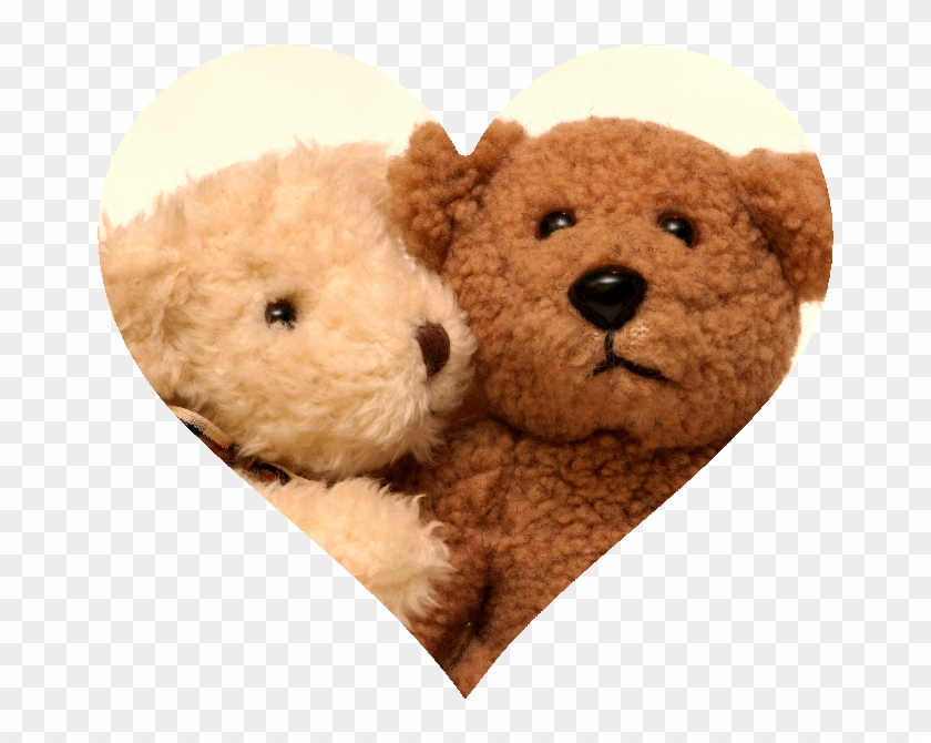Tan And Brown Bears Hugging In Heart Cutout - 2 Teddy Bears Hugging Clipart #727836