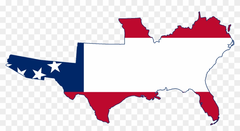 Flag Map Of The Greater Confederate States Of America - Confederate States Flag Map Clipart