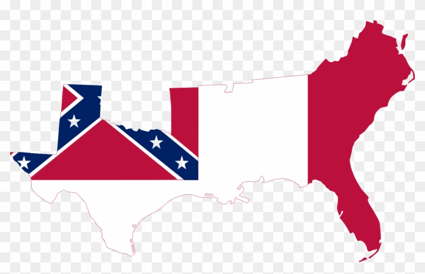 Flag-map Of The Confederate States - Confederate States Flag Map Clipart #728315