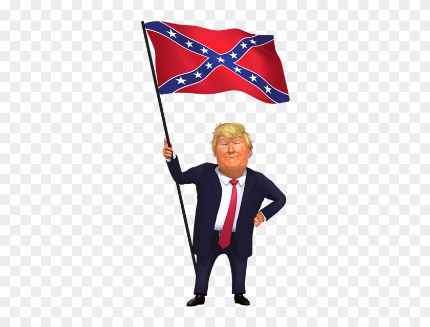 Holding Confederate Flag Trump 3d Caricature - Trump Holding Confederat Flag Clipart #728453