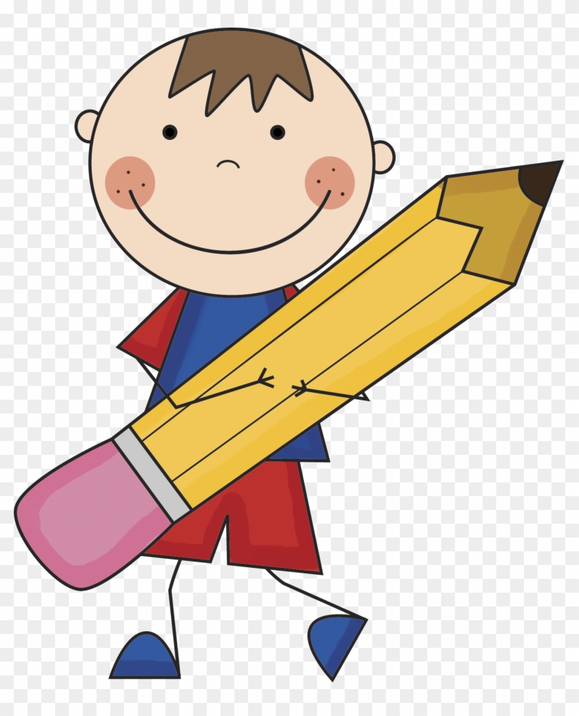 Royalty Free Library With Pencil Jokingart Com - Boy With Pencil Clipart - Png Download