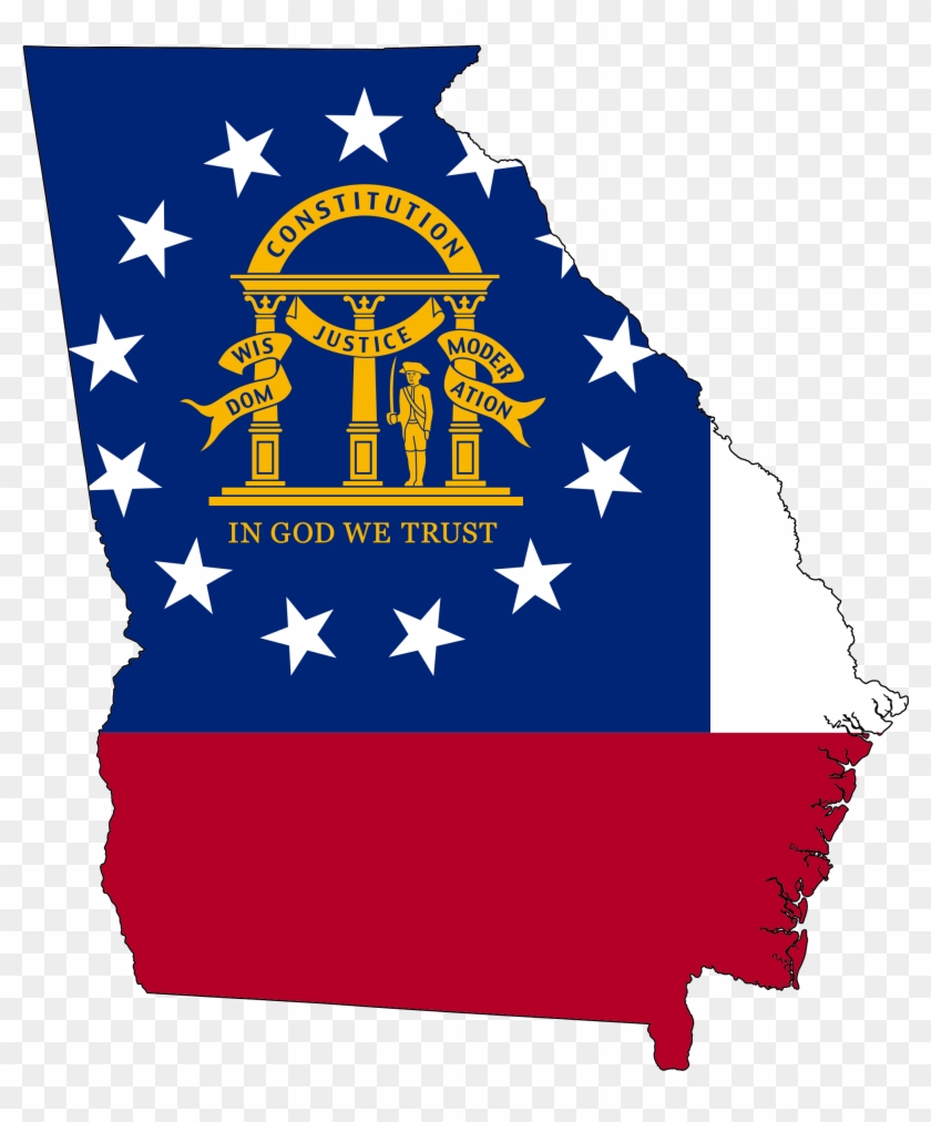 The Flag Of Georgia Superimposed On A Map Of The State - Georgia Flag Map Clipart