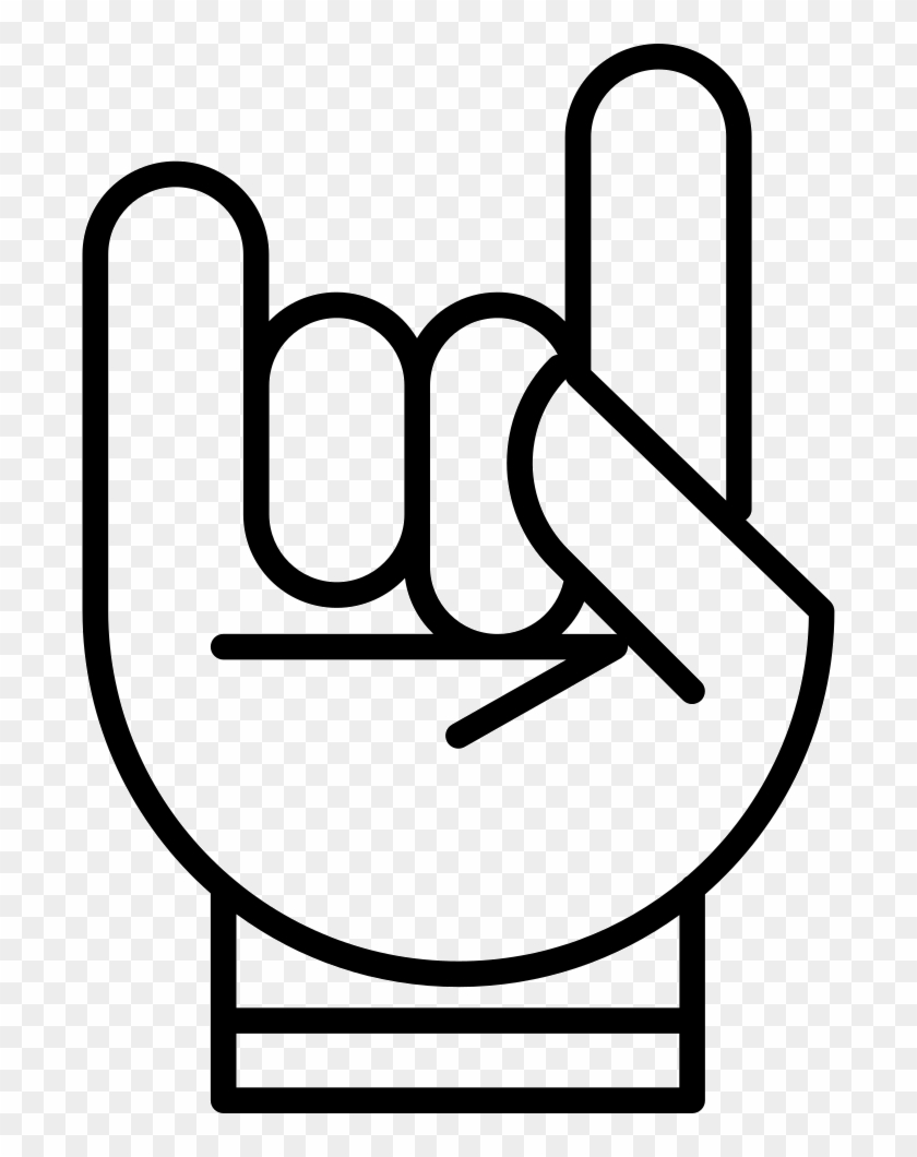 Hand With White Outline Forming A Rock On Symbol Comments - Rockstar Hand Sign Png Clipart #729466