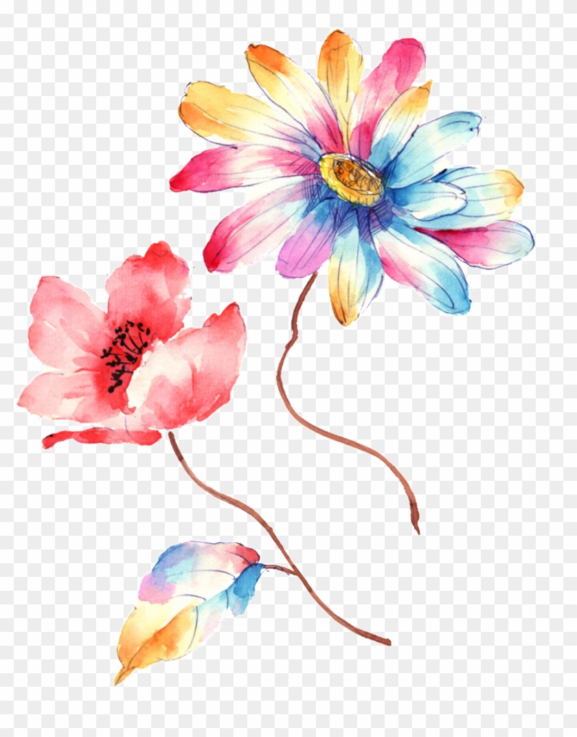 Colorful Gradient Hand Drawn Chrysanthemum Decorative - Artificial Flower Clipart