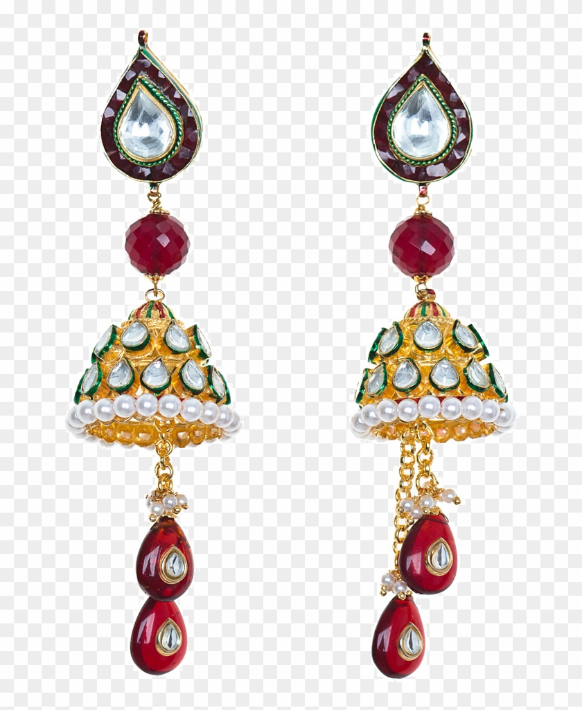 Omkari Jhumka Earrings - Indian Earrings Png Clipart