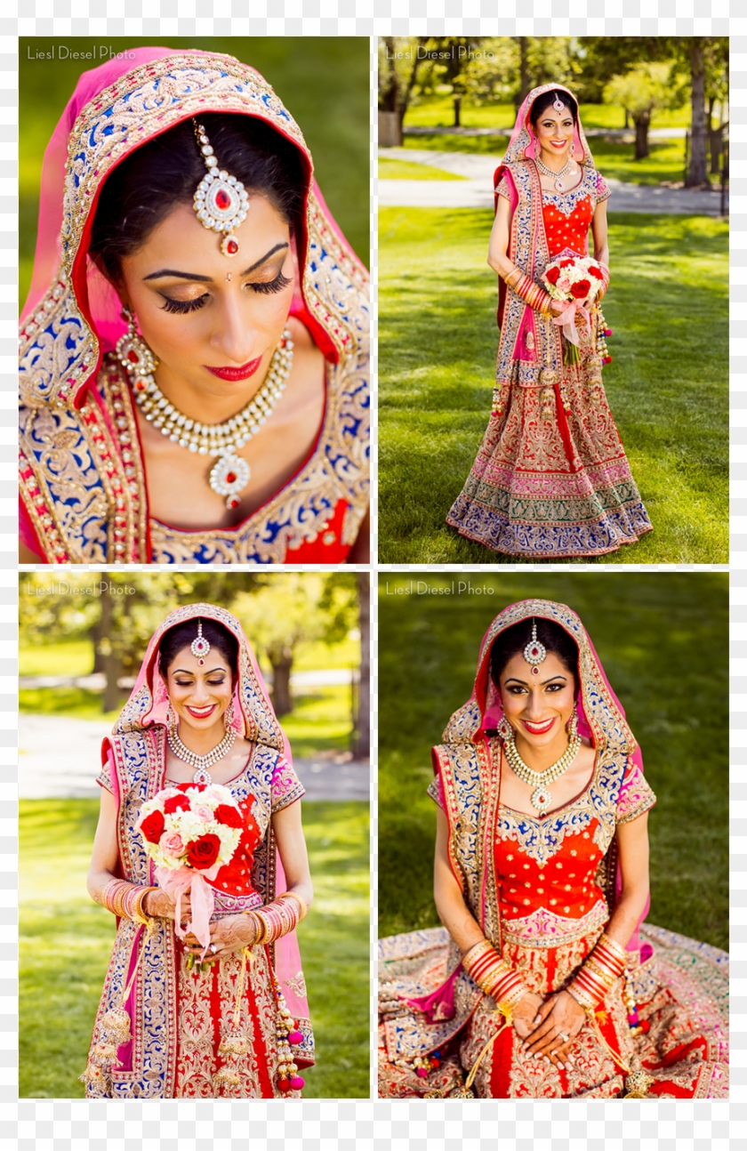 Indian Bridal Portrait Bride Red Rose Bouquet White Clipart