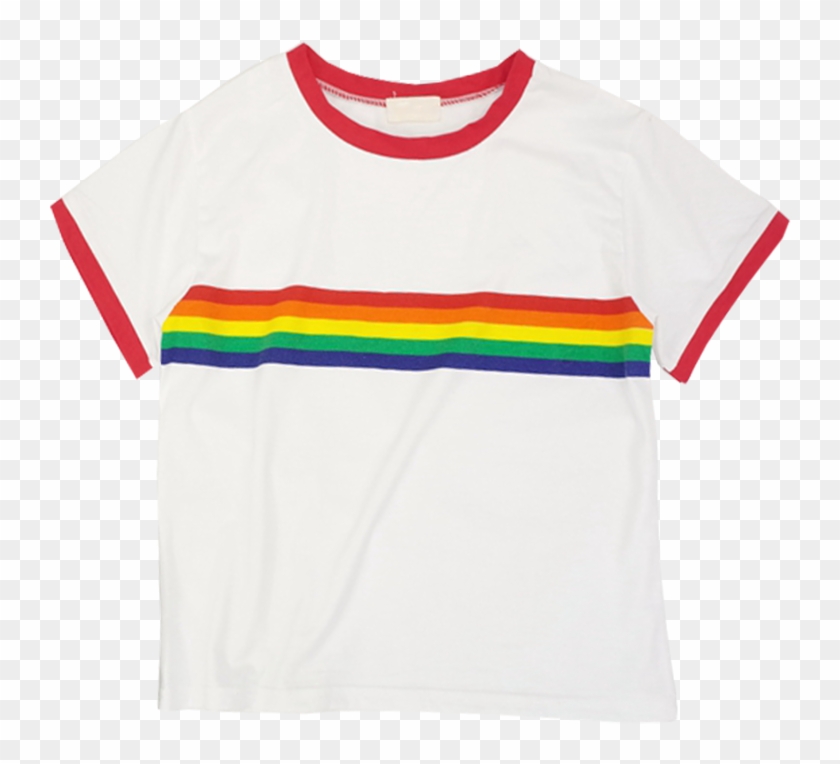 Rainbow Top Sold By Pollyanna - White Rainbow Striped Shirt Clipart
