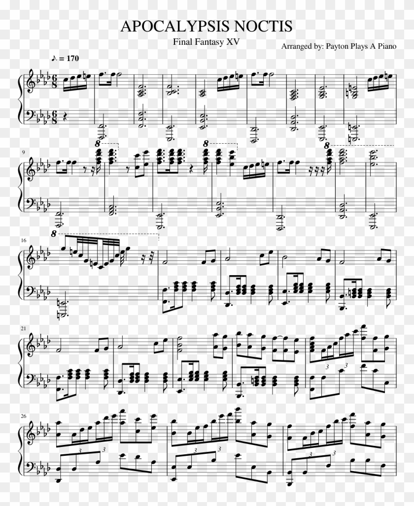 Apocalypsis Noctis Final Fantasy Xv - Apocalypsis Noctis Piano Sheet Clipart
