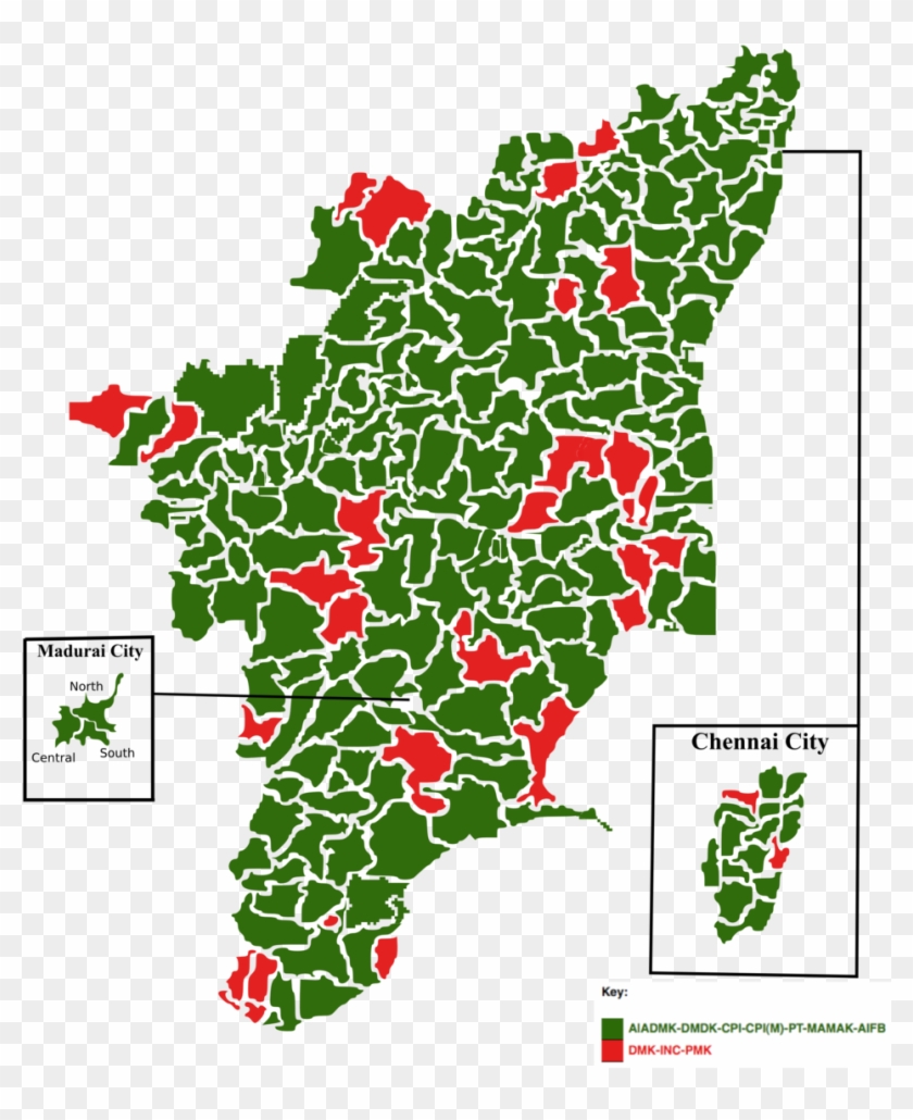 2011 Tamil Nadu Legislative Election Map - Tamil Nadu Map Outline Clipart
