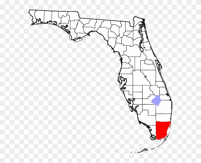 Map Of Florida Highlighting Miami-dade County - Seaside Florida On A Map Clipart #743457