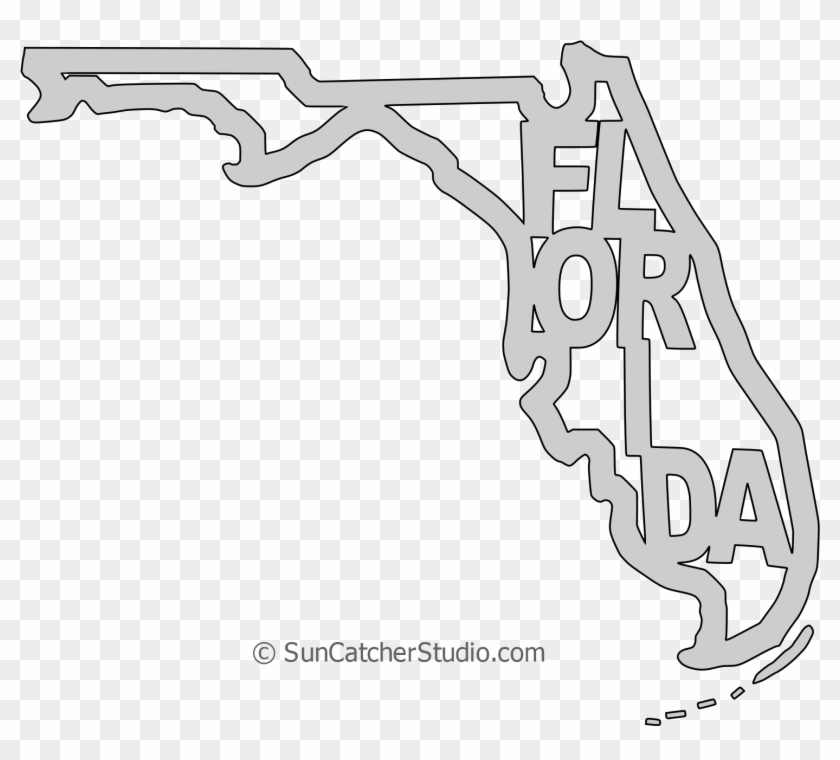 Florida Map Shape Text, Outline Scalable Vector Graphic - Line Art Clipart #744629