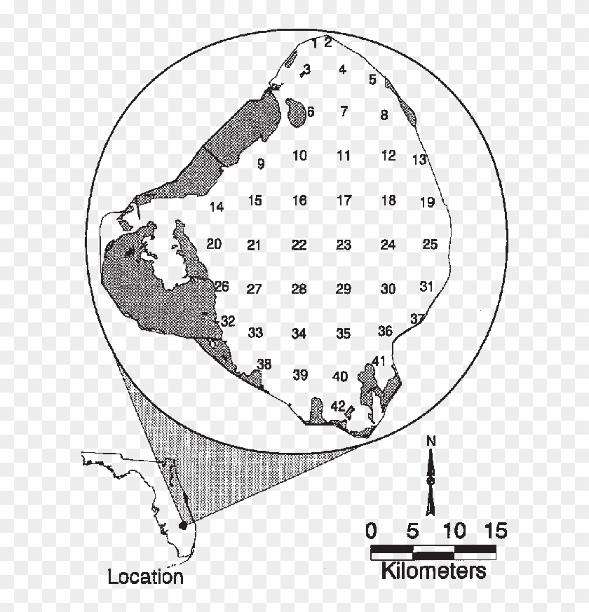 Map Of Lake Okeechobee, Florida, Usa, Showing The Locations - Drawing Clipart