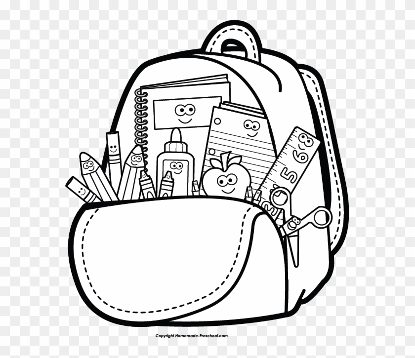 Pin School Materials Clipart - School Supplies Clipart Black And White - Png Download #746016