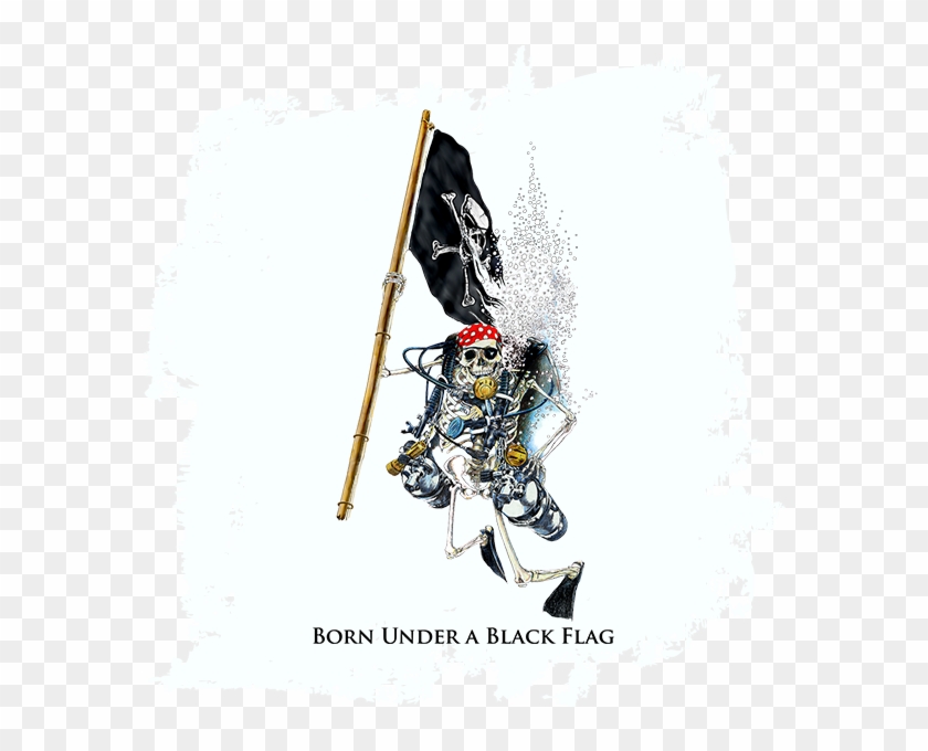 Skeleton Holding Pirate Flag - Illustration Clipart #746241