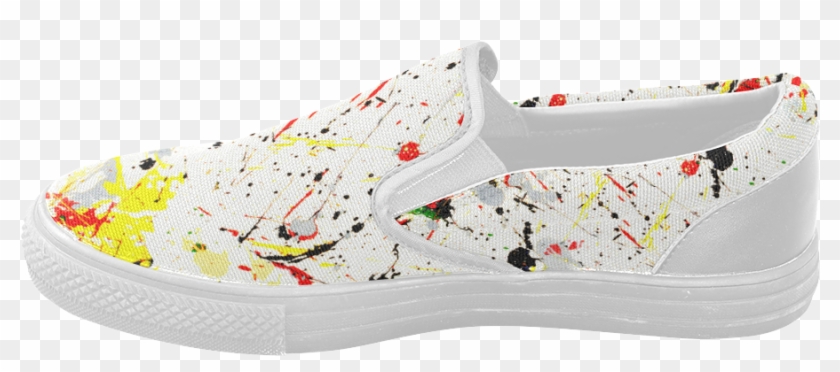 Yellow & Black Paint Splatter Women's Slip-on Canvas - Slip-on Shoe Clipart