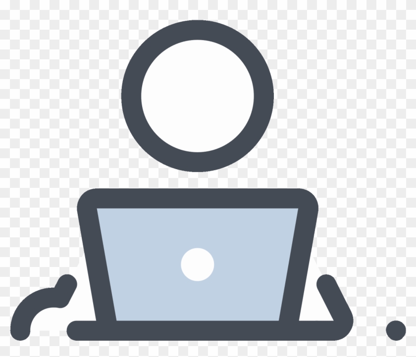 Working With A Laptop Icon - Circle Clipart