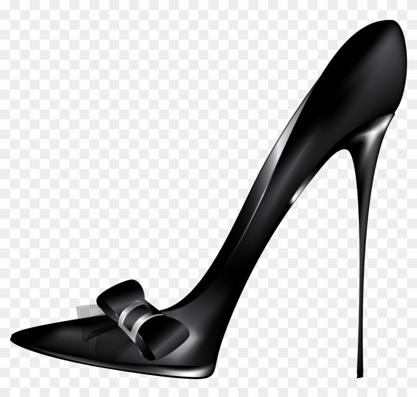 Black High Heels With Bow Png Clip Art - Black High Heel Png Transparent Png #750733