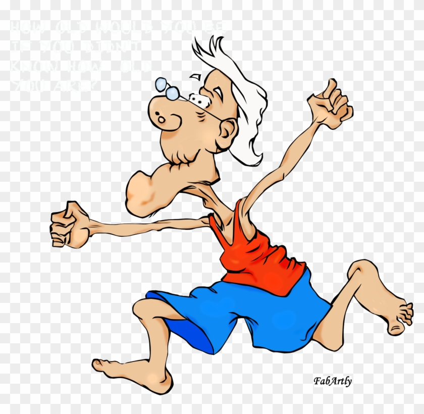 Old Man Running - Old Man Running Cartoon Clipart #752064