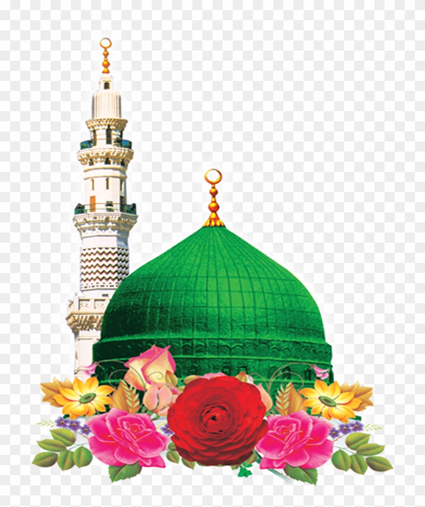 Masjid Nabvi With Flowers Png Image - Masjid E Nabvi Png Clipart #757197
