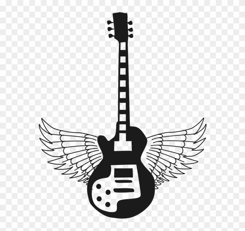 Guitar Abstract Wings Silhouette Music Instrument - Ltd Les Paul White Clipart #757746