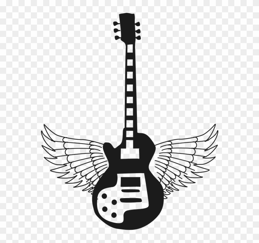 Guitar Abstract Wings Silhouette Music Instrument - Ltd Les Paul White Clipart