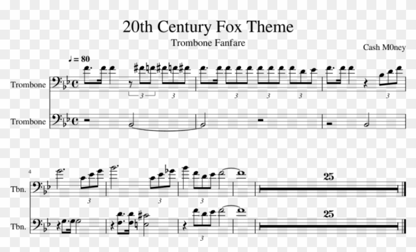Free Png Download 20th Century Fox Trombone Png Images - Sheet Music Clipart #758418