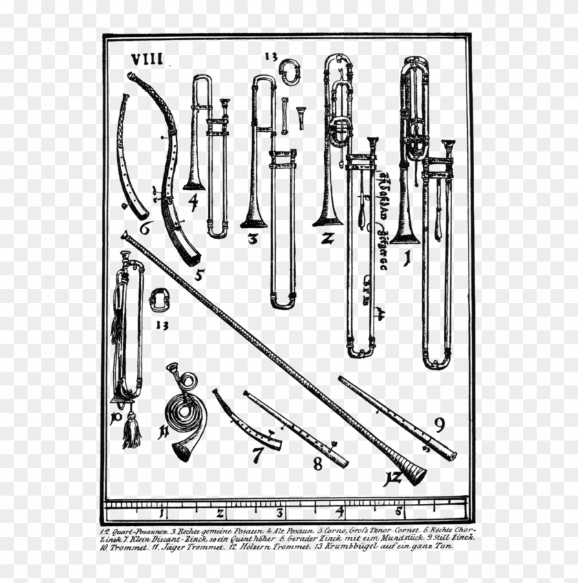 Praetorius Trombones 1614-1620 Syntagma Musicum - Michael Praetorius De Organographia Clipart #759041