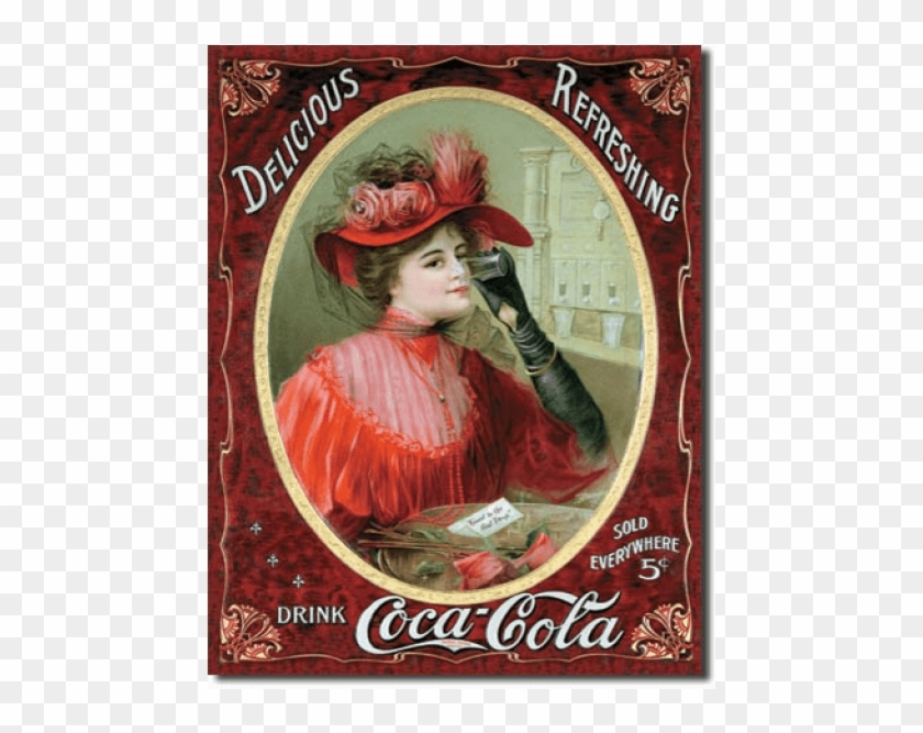 Coca-cola Victorian Red Dress Metal Sign - Victorian Coca Cola Clipart #759204