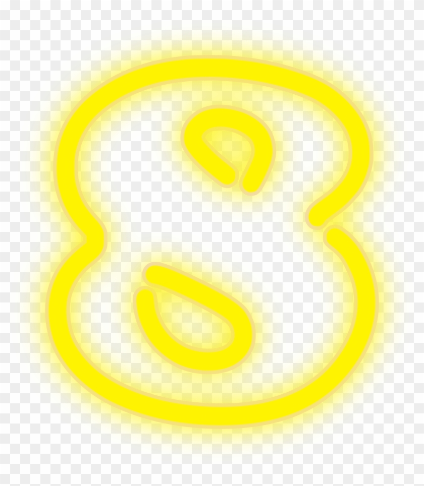 Neon 8 Lights Number Yellow Clipart
