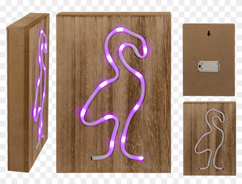 Pink Coloured Neon Light In Wooden Box - Plywood Clipart