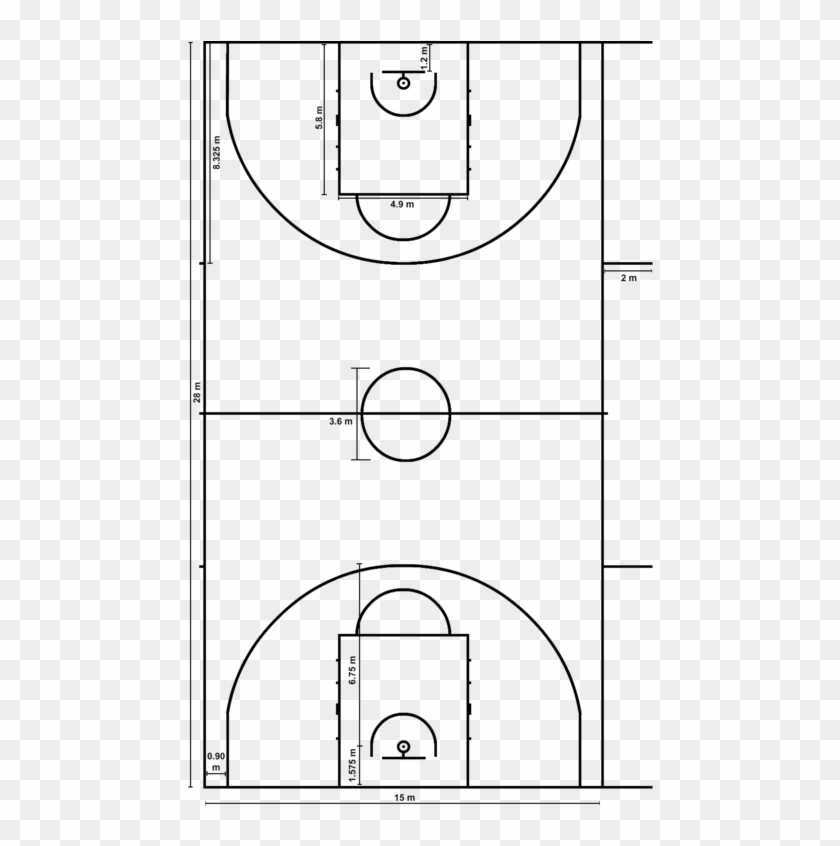 Basketball Court Measurements - Basketball Court Diagram Png Clipart@pikpng.com