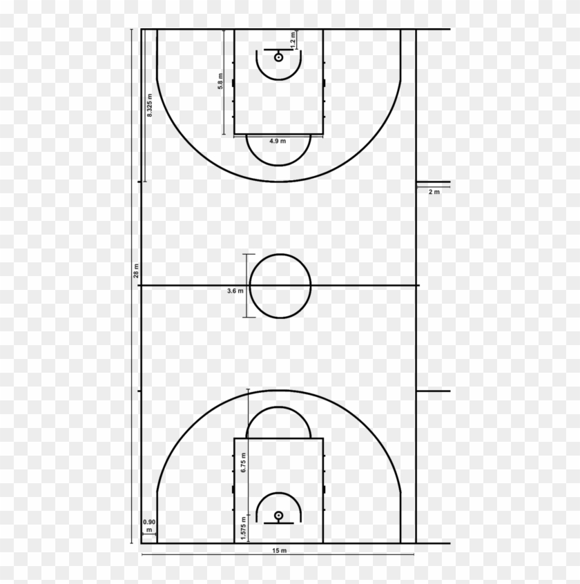 Basketball Court Measurements - Basketball Court Diagram Png Clipart