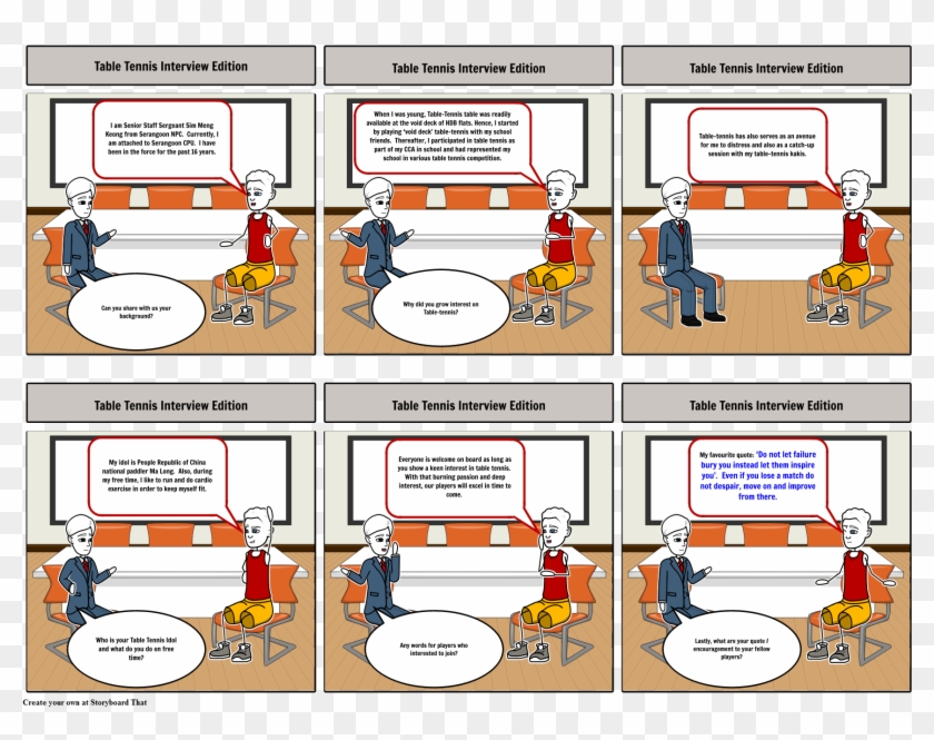 Tables Tennis Interview - Cartoon Clipart