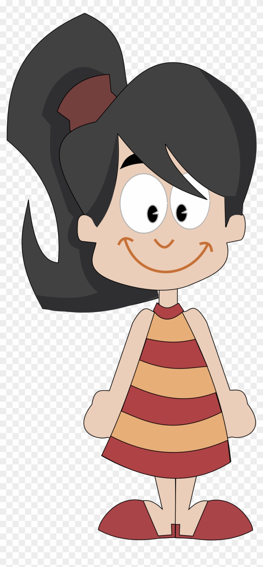 Cartoon Girl Body Png - Girl With Ponytail Clipart Transparent Png