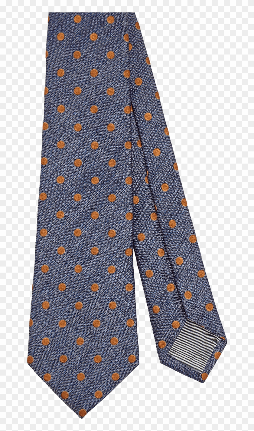 Dark Azure Silk Tie With Mustard Polka Dots Fw18 Collection, - Motif Clipart #762416