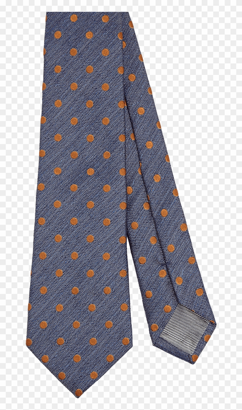 Dark Azure Silk Tie With Mustard Polka Dots Fw18 Collection, - Motif Clipart