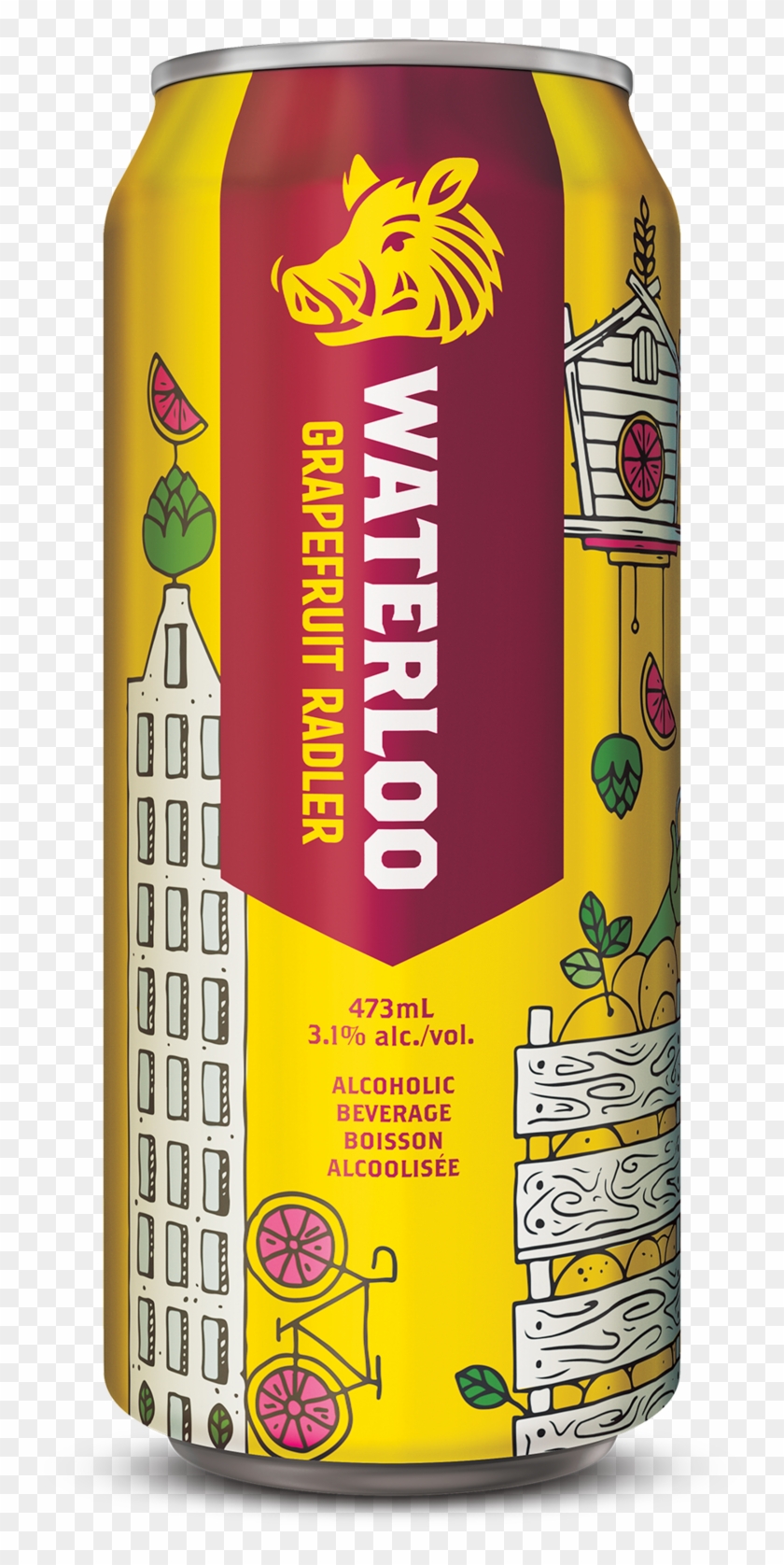 Waterloo Grapefruit Radler 473ml Can - Caffeinated Drink Clipart