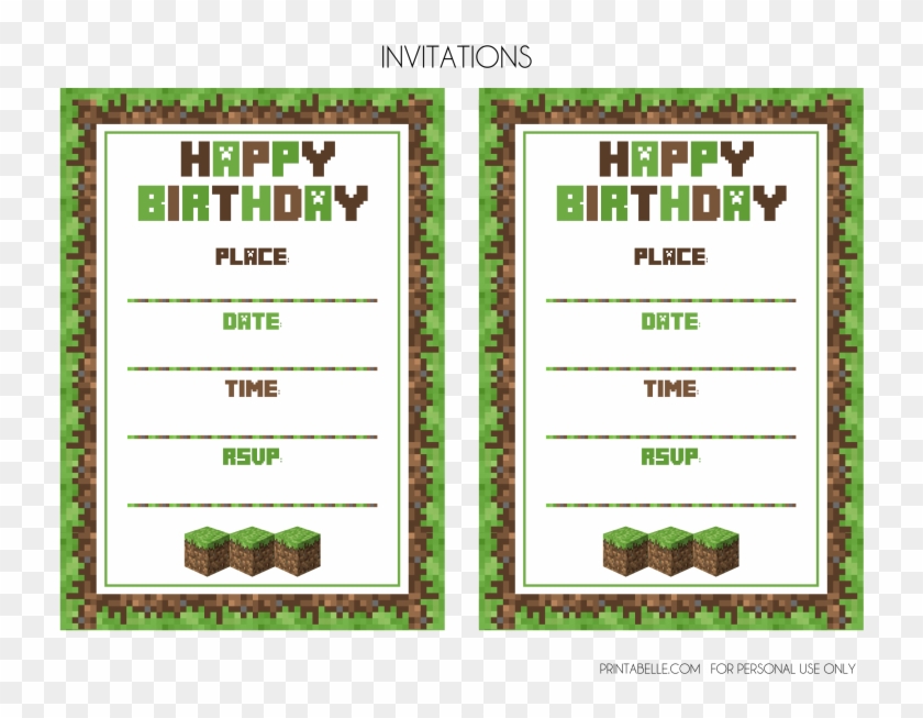 Download The Minecraft Free Party Printables Here - Minecraft Birthday Invitation Template Clipart