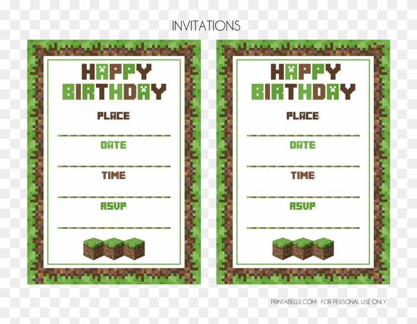 Download The Minecraft Free Party Printables Here - Minecraft Birthday Invitation Template Clipart #763220